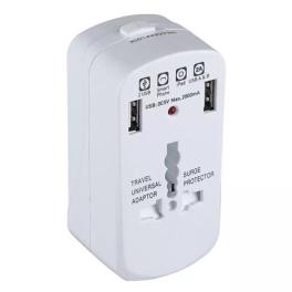 Adaptor universal priza (uk,us,eu) cu protectie si 2usb 2.1a
