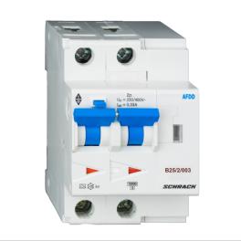 AFDD, seria Lisa, B 25 A, 2 poli, 30 mA, A/cu temp., 10 kA