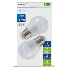 Blister 2 becuri led g45 e27 5.5w 2700k alb calb