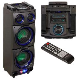 Boxa portabila 2x8"/20cm iluminata 200w usb/sd/bt/fm/aux