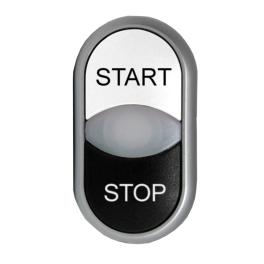 Buton comanda dublu alb+negru "START-STOP"
