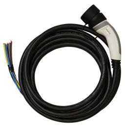 Charging cable type2, 32A, 3-phase, 7.5m long with open end