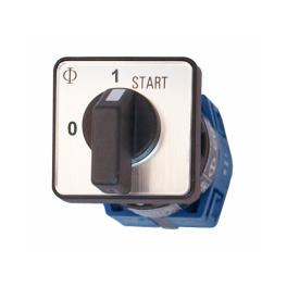 Comutator „0-1-START” cu fix. centrală, 1-pol/20 A