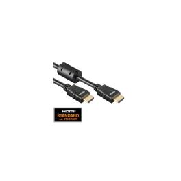 HDMI 1.4 Cable, 2x HDMI19 Typ A male, Ferrit/Gold,Black, 1m
