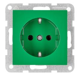 Insert priză, cleme cu șurub, verde