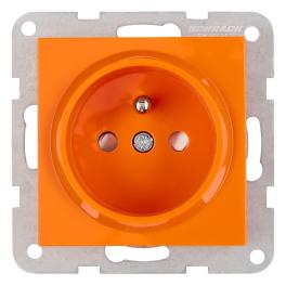 Insert priză, cu pin PE, protecție cleme elastice, portocali
