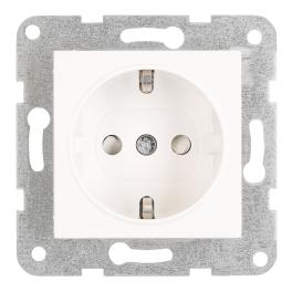 Insert priză, cu protecție, cleme cu șurub, alb