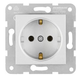 Insert priză, cu protecție, conexiune cu șurub, argintiu
