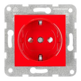 Insert priză, cu protecție, roșu, cleme elastice