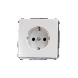 Insert priză ST cu PE, conex. elastică, alb-perlă