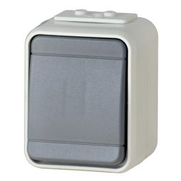 Intrerupator simplu IP44, gri/gri