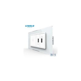 Intrerupator tactil simplu cap scara / cruce control telecomanda RF + priza dubla USB, 4M, cu rama sticla
