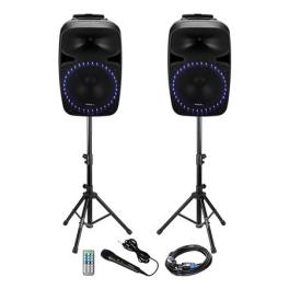Kit sonorizare 2x12"/30cm 2x200w 1 activ + 1 pasiv usb/sd/bt