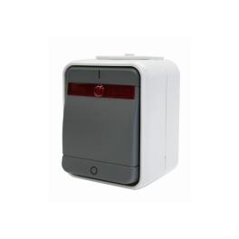 Întreruptor 2p cu lampa control IP44, gri/gri