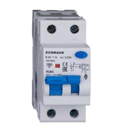 Întreruptor automat+dif.1+N, AMPARO 10kA, B 20A, 30mA, Tip A