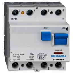Întreruptor diferential 63A 4poli 30mA, Tip A