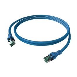 Patchcablu Cat.6a push pull ecranat RJ45 albastru , LS0H,10m