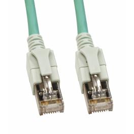 Patchcablu Cat6a cu LED ecranat RJ45 albastru-aqua 10GB 5m