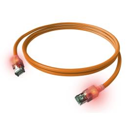 Patchcablu Cat6a cu LED ecranat RJ45 portocaliu 10GB 3m