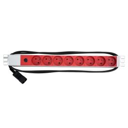 PDU 19" ptUPS, 8xUTE Roşu, Sig 10A, ALU 1U, cabl C14,RAL7035