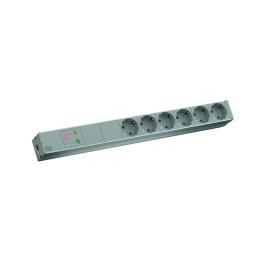 PDU19'' 6xSchuko, 2 m fisa Schuko, AL,prot., Filtru