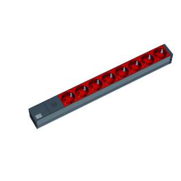 PDU19'' 8xSchuko, 2 m fisa C14, AL- Negru, prot. fuzibil 10A