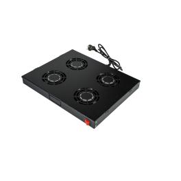 Placă 19" cu 4 ventilatoare, 1U, comutator, negru RAL 9005