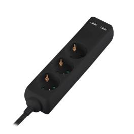 Prelungitor 3 cai + 2usb 5m(3g1.5mm2) negru