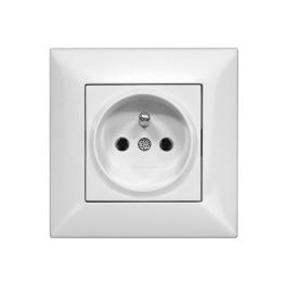 Priză completă, cu pin PE, conexiune elastică, albă