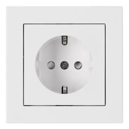 Priză completă, cu protecție, conexiune elastică, albă