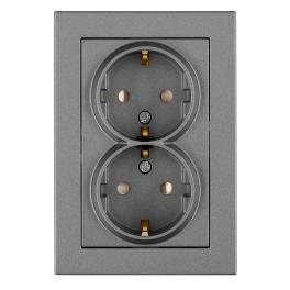 Priză dublă completă cu contacte de protecție, antracit