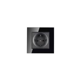 PRIZA SIMPLA 16A CU RAMA DIN STICLA , NEGRU