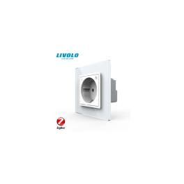 Priza simpla Schuko, inteligenta ZigBee, control aplicatie, cu rama sticla