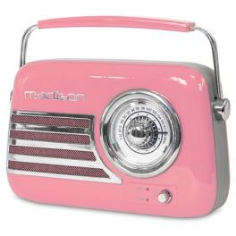 Radio fm portabil nostalgia 15w cu functie bluetooth/aux - roz