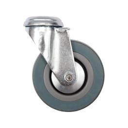 ROATĂ PIVOTANTĂ DE 100MM CU CAUCIUC GRI ȘI GAURĂ DE FIXARE