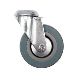 ROATĂ PIVOTANTĂ DE 125MM CU CAUCIUC GRI ȘI GAURĂ DE FIXARE