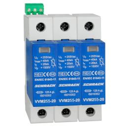 Set descărcător VARTEC C, pt. TN-C, 255V/20kA+cont. aux. 3+0