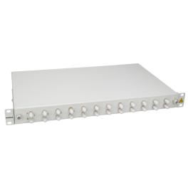Splicebox, 24 fibre,ST,50/125µm OM3, culisant,19",1UV , ECO