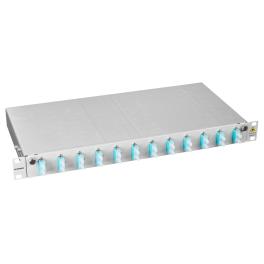 Splicebox, 4 fibre,SC,50/125µm OM3, culisant,19",1UV
