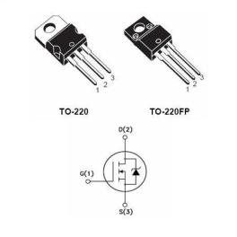 Tranzistor mosfet canal n cu putere 800v 1.5ohm 5.2a