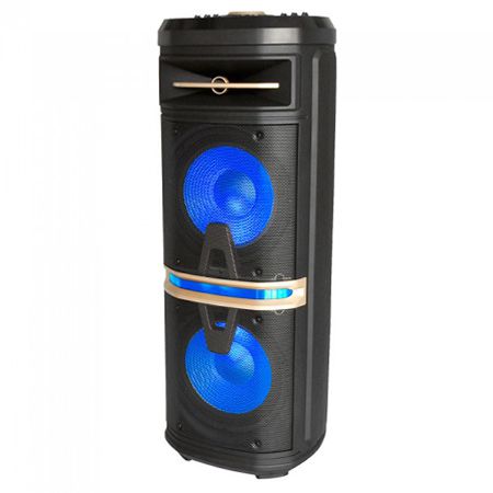 Boxa portabila 2x10"/25cm iluminata 120w rms usb/sd/bt/fm/aux
