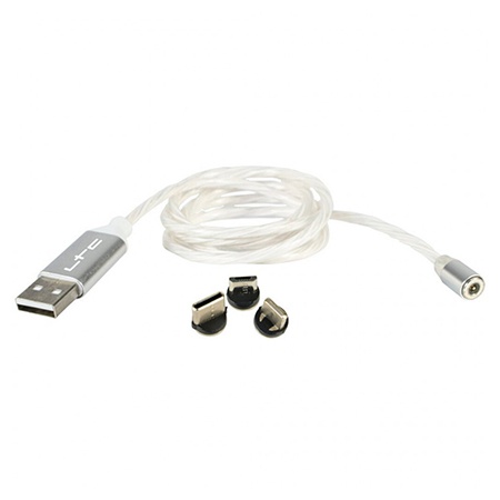 Cablu 1m 3in1 tip c/iphone/micro usb iluminat led rgb