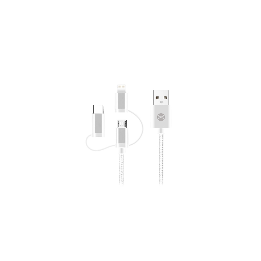CABLU 3IN1 USB-LIGHTNING-UCB-C-MICRO USB 1M 1.5A - ALB