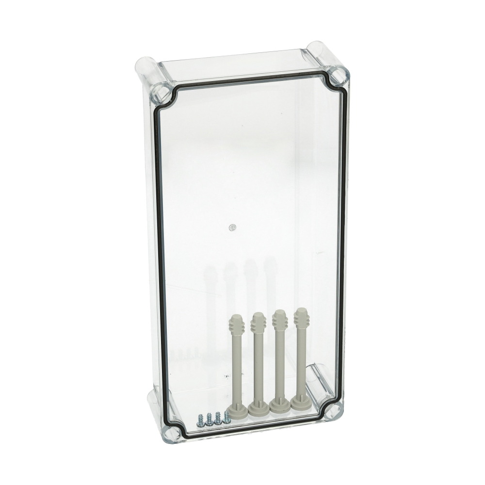 Capac 380x190x80 &icirc;nalt transparent cu şuruburi cu cap normal