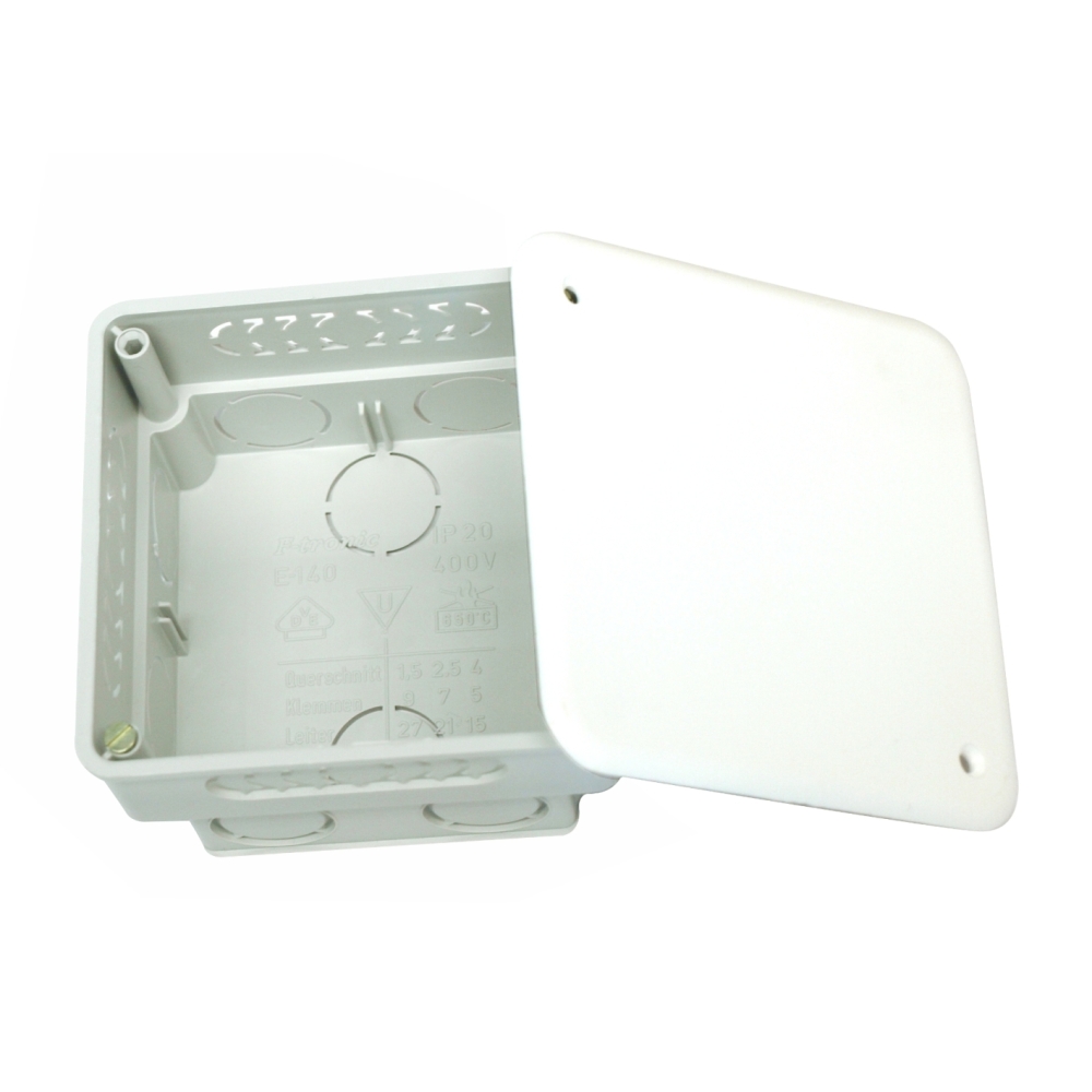 Doză legături preştanţată, ST, 87x87x50mm, gri, cu capac alb