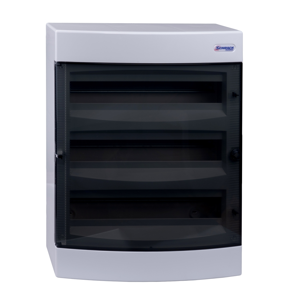 Dulap distrib. montaj apl, 3 r&acirc;nduri, 54UH, uşă transp.