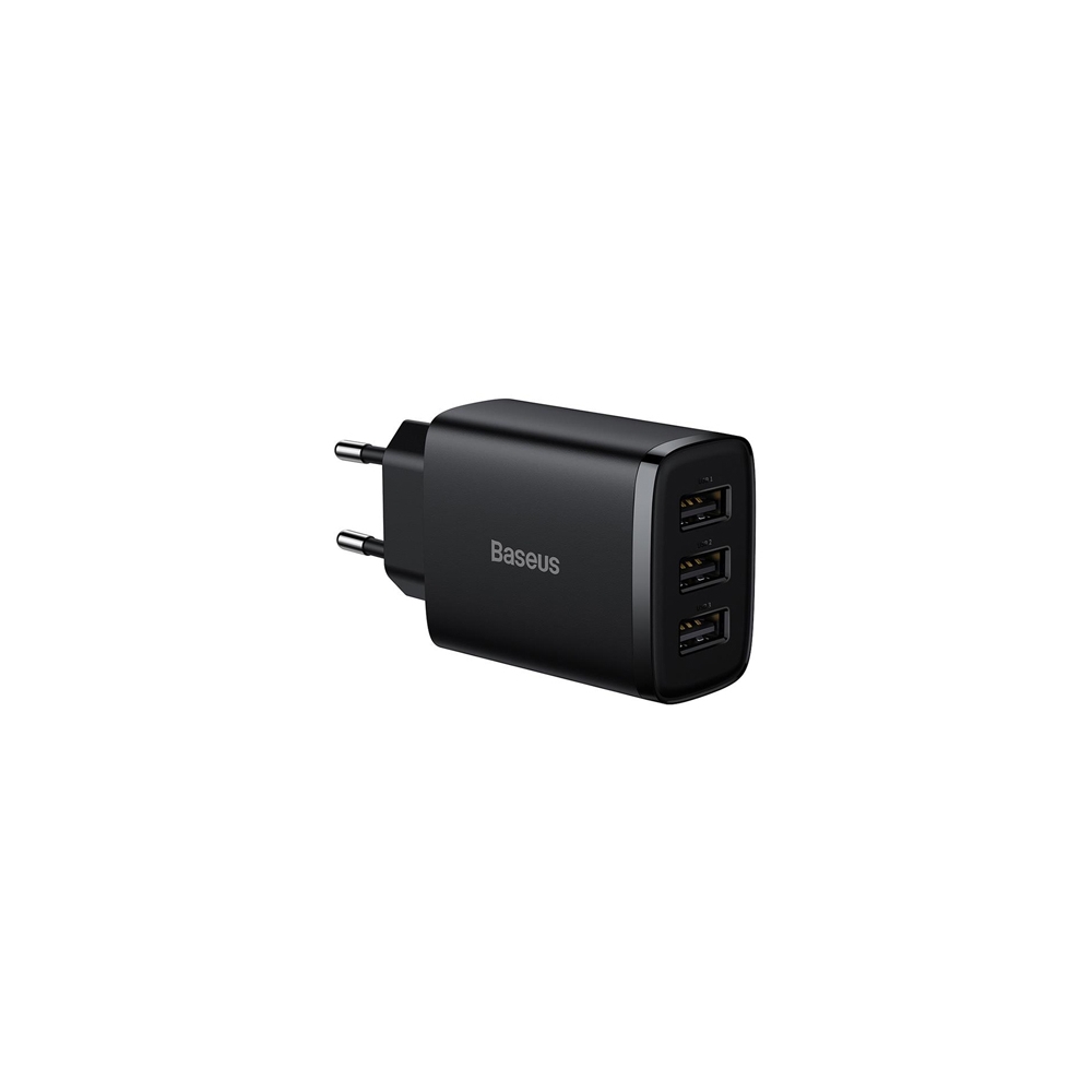 INCARCATOR RETEA 3XUSB FAST CHARGING 17W BASEUS - NEGRU