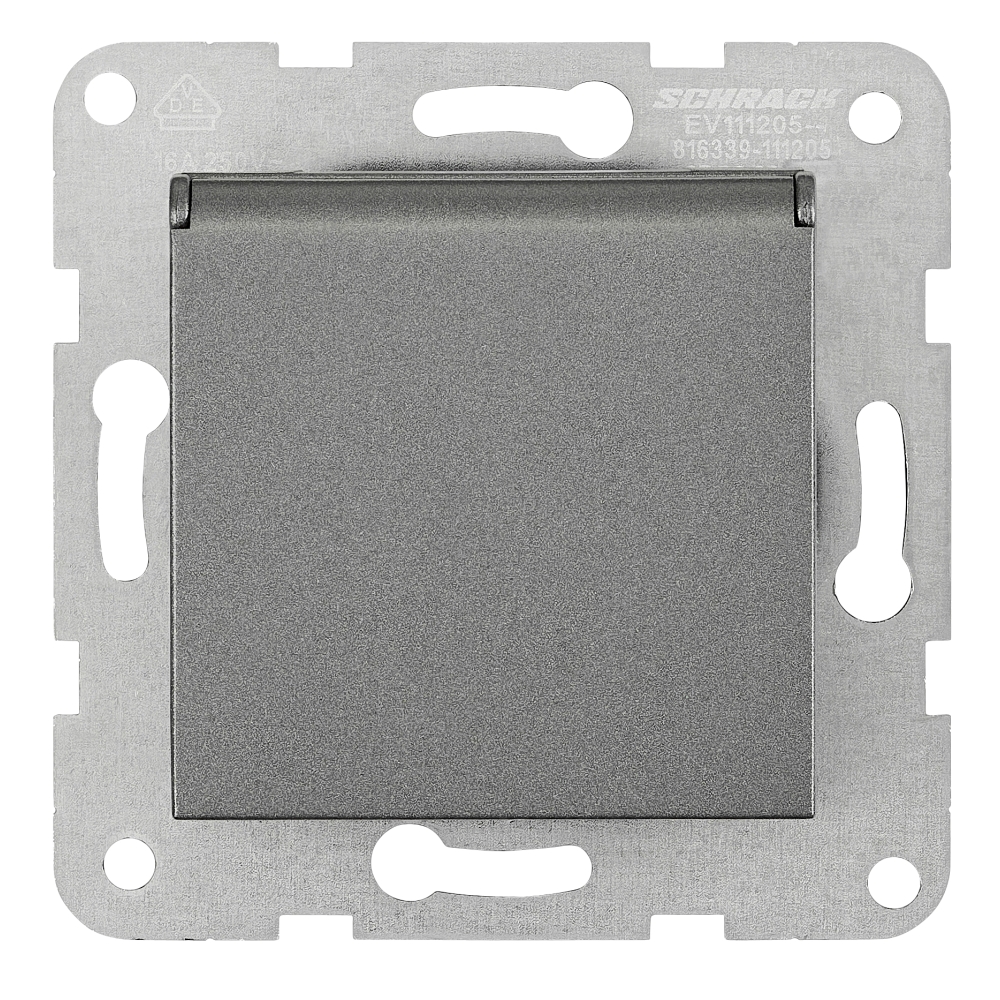 Insert priză cu capac, conexiune elastică, antracit