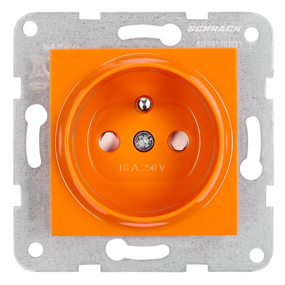 Insert priză, cu pin PE, protecție, cleme cu șurub,portocali