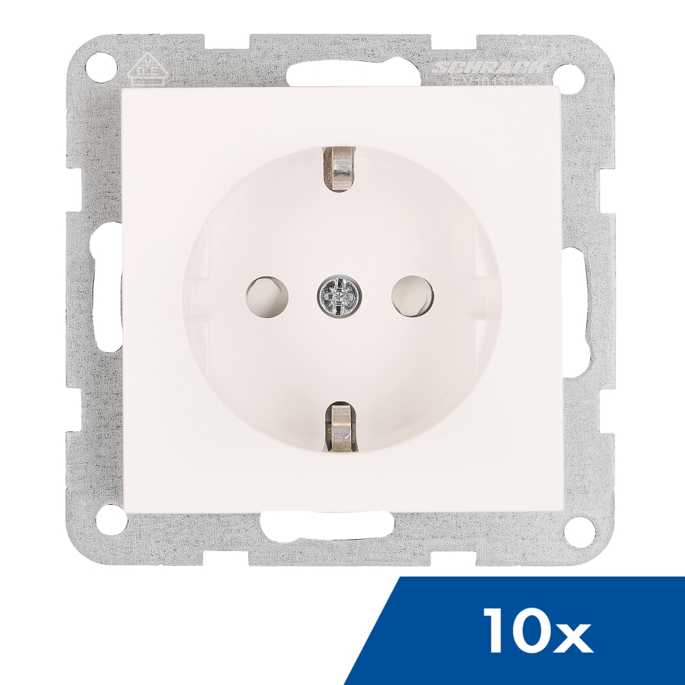 Insert priză, cu protecție, cleme elastice, alb